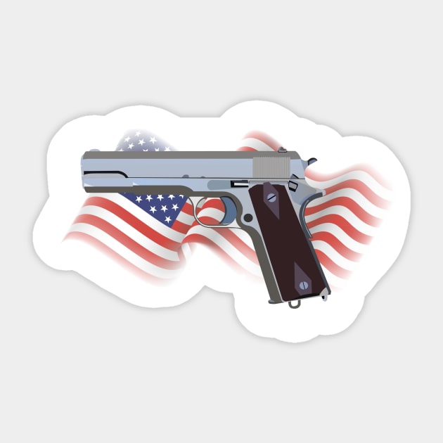 American Patriotic Semi-automatic Pistol Sticker by NorseTech